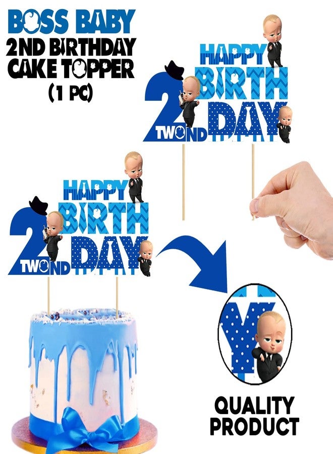 Zyozique Boss Cake Topper Boy Girl, Baby is Two, Two Cake Topper, Second Birthday Cake Topper,2nd Birthday, Two Year Old Baby Happy Birthday Party Decoration - Image 1